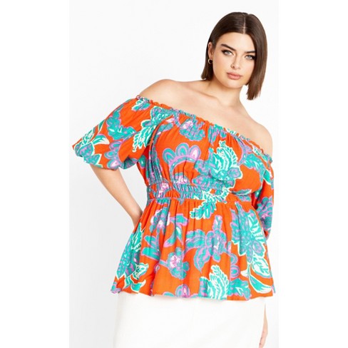 Women's Plus Size Sophia Top - orange | CITY CHIC - image 1 of 4