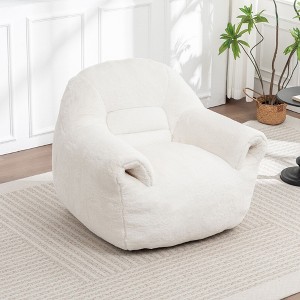 NicBex Fluffy Faux Fur Bean Bag Chair with Optional Ottoman,High Density Shredded Foam Filled Lazy Sofa Chair with Optional Footstool for Adults - 1 of 4
