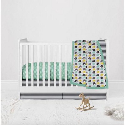 Bacati - Elephants Mint/Yellow/Gray 3 pc Crib Bedding Set