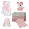 Lambs & Ivy Pink/White 5-Piece Luxury Infant / Newborn / Baby Gift Basket - 3 of 4