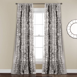 1pc 54"x84" Light Filtering Belle Curtain Panel Gray - Lush Décor: 84 Inch Rod Pocket Polyester Curtain - 1 of 4