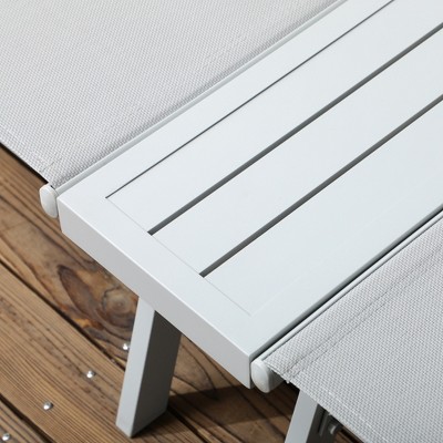 Light Gray Mesh and Metal Conjoined Chaise Lounge Set