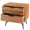 The Urban Port 2 Drawer Wooden Nightstand with Metal Angled Legs Brown/Black - 4 of 4