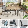 3 Piece Patio Bistro Set, Outdoor Acapulco Chairs Set of 2 with Glass Top Table, All Weather Modern Patio Chairs with Cushions - 3 of 4