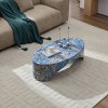 43" Oval Marble Coffee Table with Metal Base, Modern Coffee Table with Natural Wood Veneer Finish, Fiberglass Coffee Table for Living Room-Koiai - 3 of 4