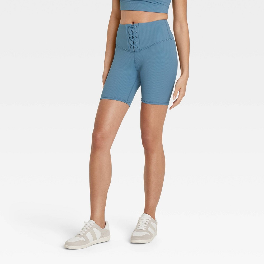 Women Lace-Up Detail Ribbed 6 Bike Short