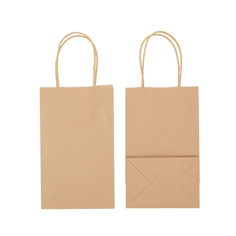 Juvale 12 Pack Small Gift Bags with Handles, 5.3 x 3 x 8.5 Inch Bulk Kraft Paper Material Brown Bags for Party Favors, Goodies, 5 of 9