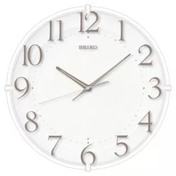 Matte White SEIKO 12 Inch Mari Art Deco Wall Clock 