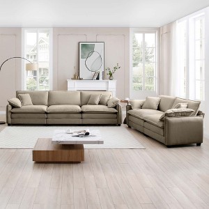 Corduroy Upholstered 2-Seater and 3-Seater Sofa Set with Flexible Combination and Easy to Assemble - 1 of 4