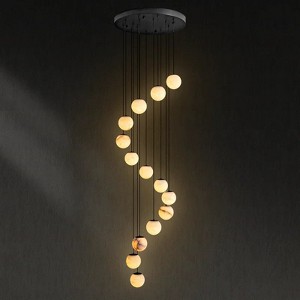 14-Lights Alabaster Staircase Chandelier - 1 of 4