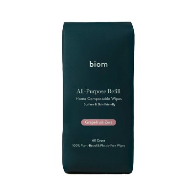 Biom Grapefruit Zest All Purpose Cleaning Wipes Refill - 60ct
