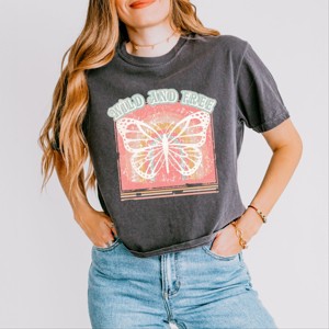Simply Sage Market Wild And Free Butterfly Boxy Crop Top - 1 of 4