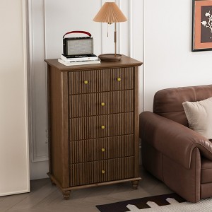 Bella Depot Fluted Wooden 5 Drawers Dresser for Bedroom - 1 of 4