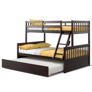 Infans Twin Over Full Bunk Bed with Twin Trundle Convertible Platform Bed Espresso - 1 of 4