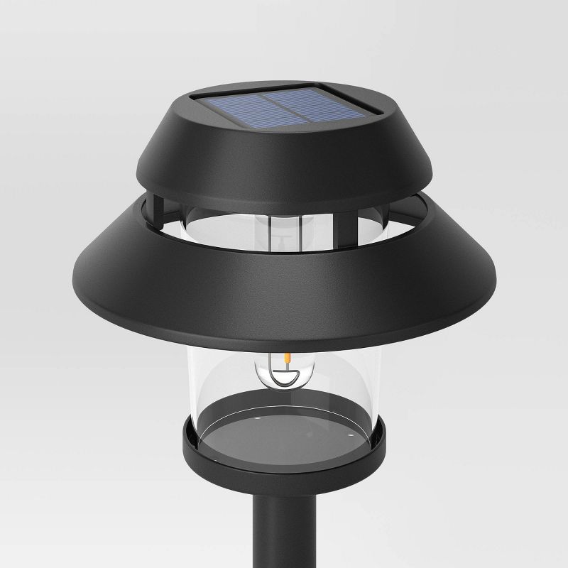 6pk Double Hood Jar Vintage Solar LED Outdoor Path Lights Matte Black - Threshold&#8482;, 4 of 5