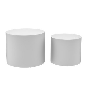 Vynxaria White End Tables - Versatile Round Coffee Tables for Living Room - 1 of 4