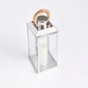 Plum & Post 19" Oceanside Large Decorative Outdoor Chrome Finish Pillar Candle Lantern w/ Teakwood Handle - 3 of 4