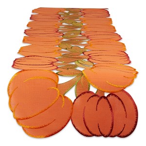 Design Imports  Embroidered Pumpkin Table Runner, Orange, 14X60" - 1 of 4
