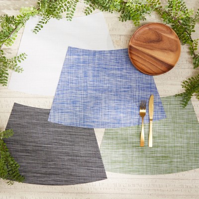 Blue Tweed Vinyl Wedge Table Placemat Set of 6