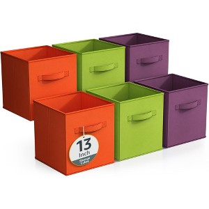 Sorbus 6 Pack 13 Inch Foldable Storage Cubes with Handles- for Organizing Home, Shelves, Nursery, Playroom, Closet and More - 1 of 4