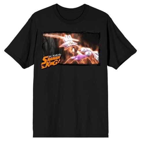 Shaman King Yoh With Sword Crew Neck Short Sleeve Men's Black T