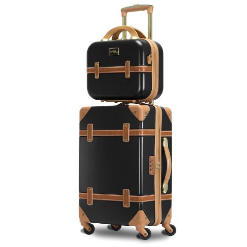World Traveler Gatsby Luxury Trunk 2-piece Spinner Carry-on Luggage Set -  Black : Target