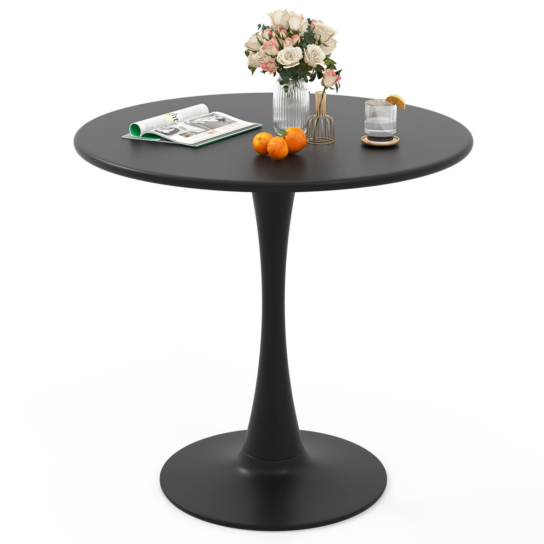 Costway 31.5" Round Dining Table with Anti-Slip PP Ring Modern Bistro Table for Dining Room