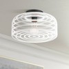 Possini Euro Design Cooper 12 3/4" Mid Century Modern Semi Flush-Mount Ceiling Light Fixture Kitchen Foyer Hallway Drum Black Finish Ribbed Glass - 2 of 4