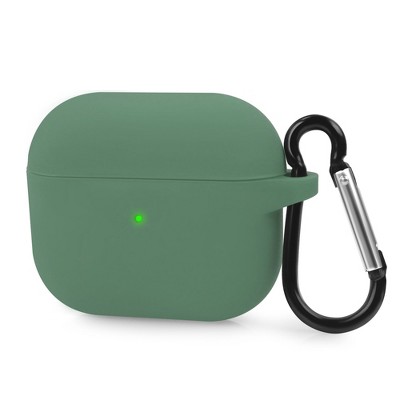 Insten Silicone Case Compatible with Airpods 3 3rd Generation 2021 Earbuds Protective Cover with Carrying Keychain for Girls Women Boys Men, Green
