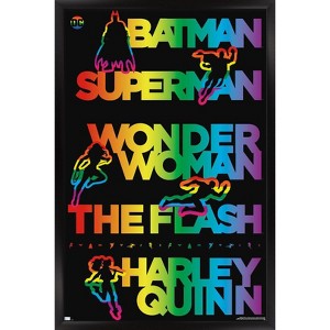 Trends International DC Comics Justice League - Rainbow Silhouette Framed Wall Poster Prints - 1 of 4