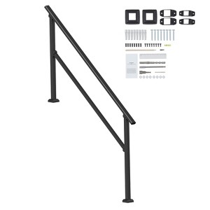 VEVOR Handrails for Outdoor Steps, 5-6 Step Stair Hand Rail Kit, Transitional Carbon Steel Railings with Installation Kit, Stair Rails, Black - 1 of 4