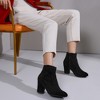 Allegra K Women's Side Zip Round Toe Chunky Heels Ankle Boots - 2 of 4