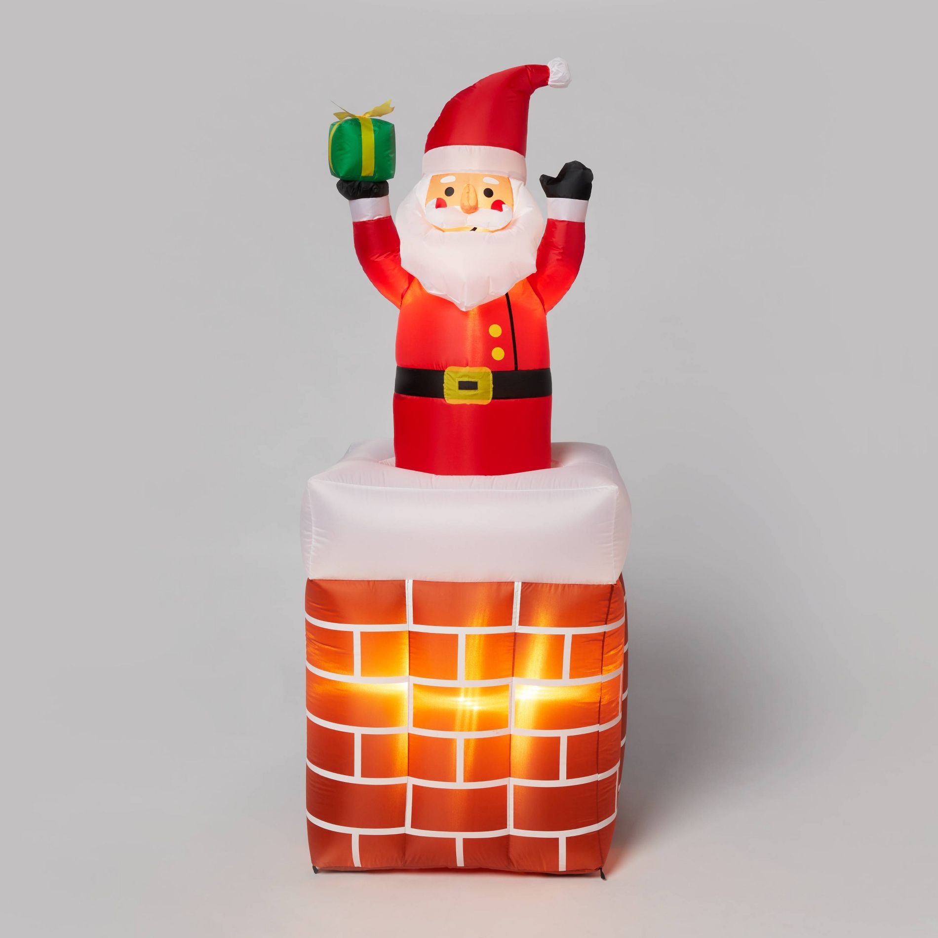 6' LED Animated Santa in Chimney Christmas Inflatable Decoration Red - Wondershop™: Festive Yard Display, Easy Setup