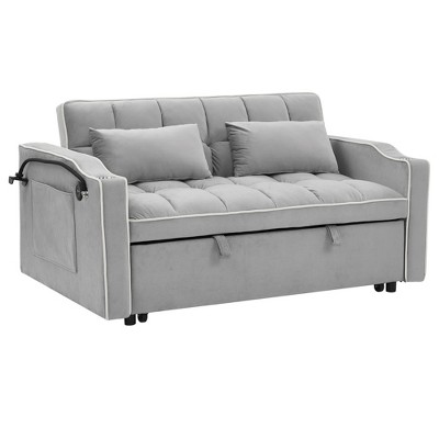 SKRAN Versatile Foldable Sofa Bed in 3 Lengths, Modern Sofa Sofa Sofa Velvet Pull-Out Bed, Adjustable Back and Ashtray and Swivel Phone Stand