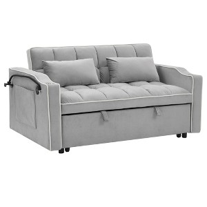 SKRAN Versatile Foldable Sofa Bed in 3 Lengths, Modern Sofa Sofa Sofa Velvet Pull-Out Bed, Adjustable Back and Ashtray and Swivel Phone Stand - 1 of 4