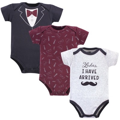 Hudson Baby Infant Boy Cotton Bodysuits 3pk, Burgundy Ladies I Have Arrived