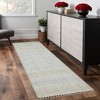 Blue And Gray Striped Flatweave Handmade Distressed Area Rug With Fringe - 2 of 4