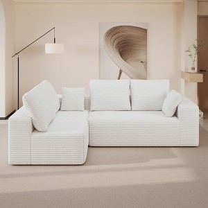 WJSHome 104" Modular Sectional Cloud Couch, Boneless Sofa with Deep Seat, Comfy Fluffy Couch with L-Shaped Chaise,Left-Facing Chaise - 1 of 4