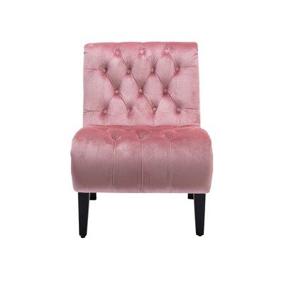 NicBex Armless Accent Chair with Tufted Button Back Modern Upholstered Velvet Sofa Chair with Wood Legs for Bedroom,Living Room