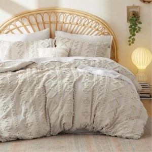 3 Pieces Boho Duvet Cover Set for All Seasons Soft Shabby Chic Embroidery Boho Bedding - 1 of 4