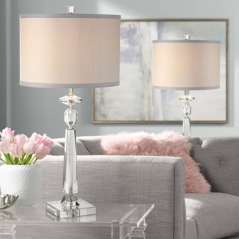 Vienna Full Spectrum Aline 27" Tall Geometric Modern Table Lamps Set of 2 Clear Crystal Living Room Bedroom Bedside Nightstand House Office Home, 2 of 9