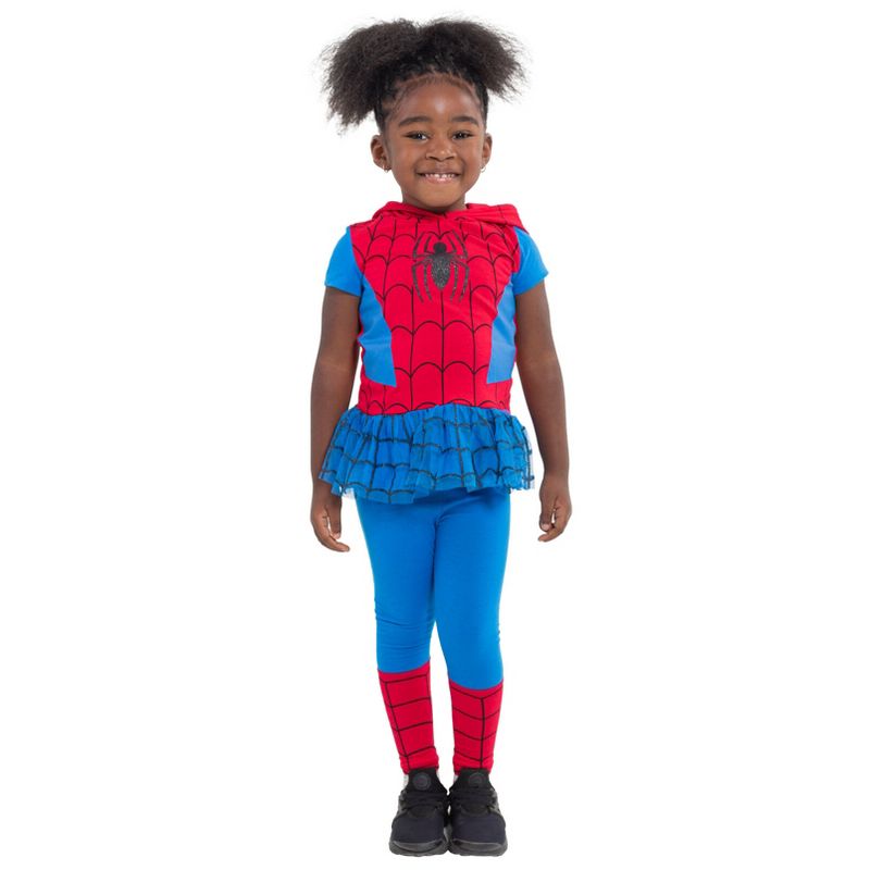 Marvel Avengers Spider-Man Spider-Gwen Captain America Miles Morales Girls Cosplay T-Shirt and Leggings Toddler to Little Kid, 2 of 9