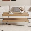 KIGFTSOD MDF Double Layered Rectangular Coffee Table with Storage Shelf, Glass Legs for Living Room, Bedroom - 3 of 4