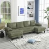 SKRAN 114" U-Shaped Couch Convertible Sectional Sofa 4-Seat Sofa with Double Chaise Lounge for Apartment, Living Room - 2 of 4