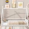 CAVINAS Twin/Full Size Bed Frame with Tent-Shaped Roof & Guardrails,Modern Floor Bed for Kids Room,Bedroom - 3 of 4