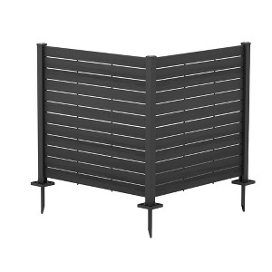 Kozyard 50" W x 48" H Outdoor Privacy Screens Aluminum Post Framed Flat Fence Panels Kit for AC Trash Can Storage - 1 of 4
