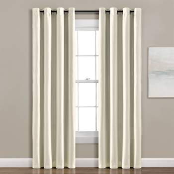 Home Boutique Insulated Grommet 100% Blackout Faux Silk Window Curtain Panel Ivory Single 52x95