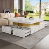 Modern White Square Storage Coffee Table with 4 Drawers - 3 of 4