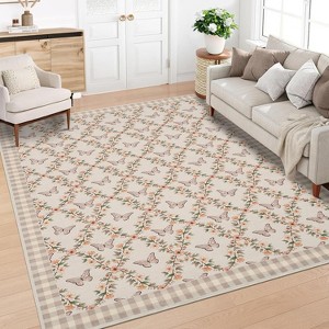 Washable Modern Pattern Rug, Non-Slip, Low Pile, Soft Carpet for Living Room, Bedroom, Indoor Use. - 1 of 4