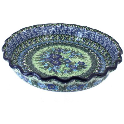 Blue Rose Polish Pottery Sapphire Fields Pie Plate